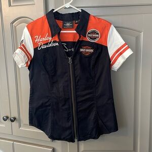Harley-Davidson Vintage colorblock zip top Size M